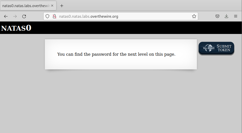 Natas0 Webpage